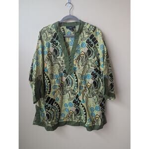 Saint Tropez West Green and Black Patterned Blouse
